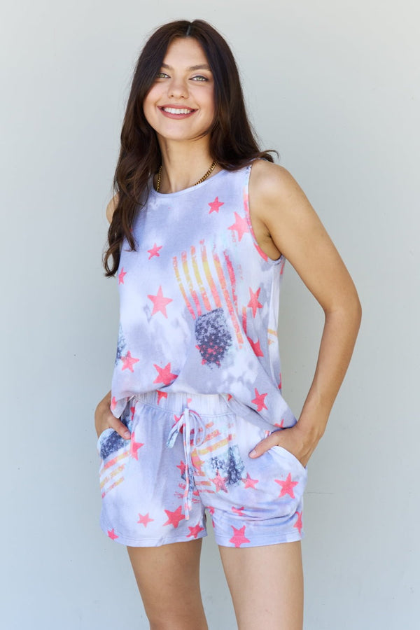 ODDI Full Size Tie - Dye Star Printed Loungewear Set - Happily Ever Atchison Shop Co.