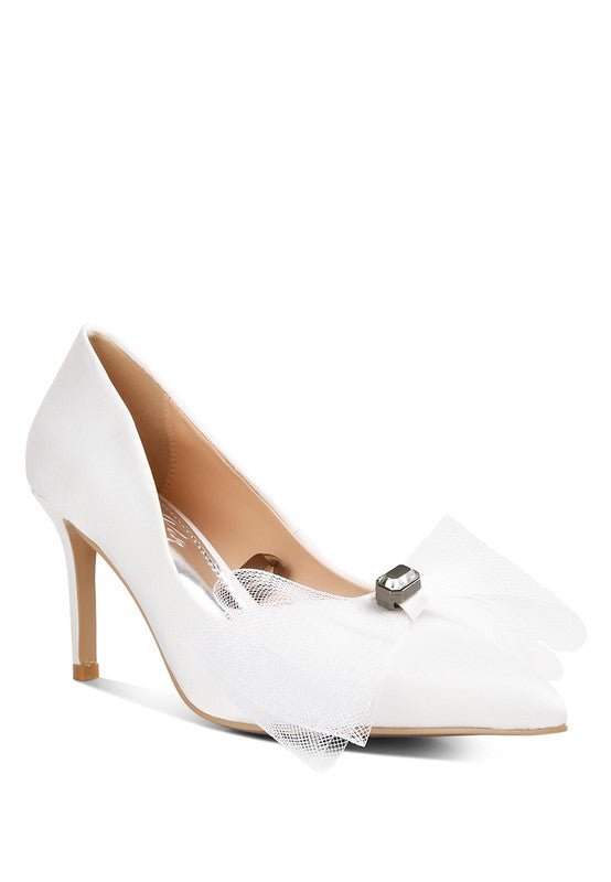 Odette Diamante Embellished Bow Stiletto Pumps - Happily Ever Atchison Shop Co.