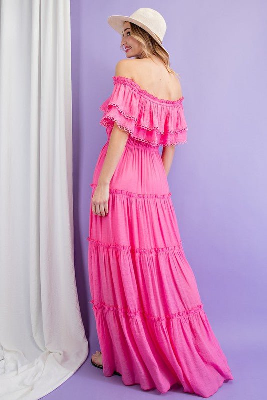 Off the Shoulder Ruffle Maxi Dress - Happily Ever Atchison Shop Co.