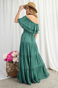 Off the Shoulder Ruffle Maxi Dress - Happily Ever Atchison Shop Co.