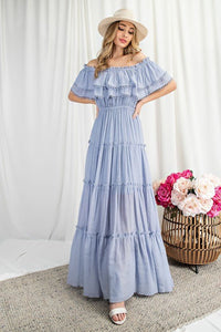 Off the Shoulder Ruffle Maxi Dress - Happily Ever Atchison Shop Co.