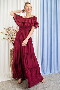 Off the Shoulder Ruffle Maxi Dress - Happily Ever Atchison Shop Co.