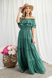 Off the Shoulder Ruffle Maxi Dress - Happily Ever Atchison Shop Co.