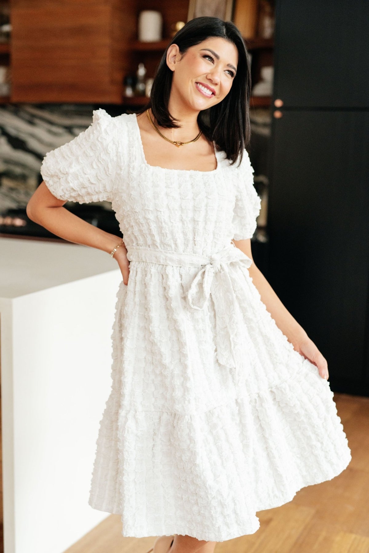 On Cloud Nine Bubble Midi Dress - Happily Ever Atchison Shop Co.