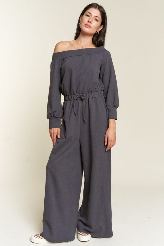 ONE SHOULDER TERRY JUMPSUIT - Happily Ever Atchison Shop Co.