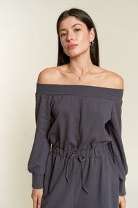 ONE SHOULDER TERRY JUMPSUIT - Happily Ever Atchison Shop Co.