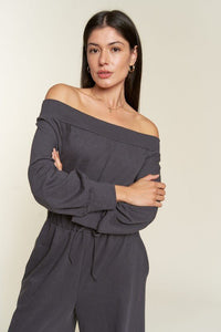 ONE SHOULDER TERRY JUMPSUIT - Happily Ever Atchison Shop Co.