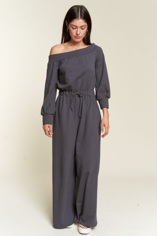 ONE SHOULDER TERRY JUMPSUIT - Happily Ever Atchison Shop Co.