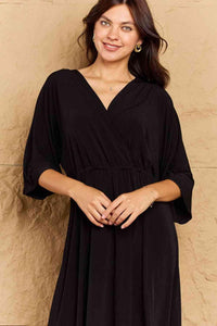 OneTheLand Make Your Move Solid Surplice Midi Dress - Happily Ever Atchison Shop Co.