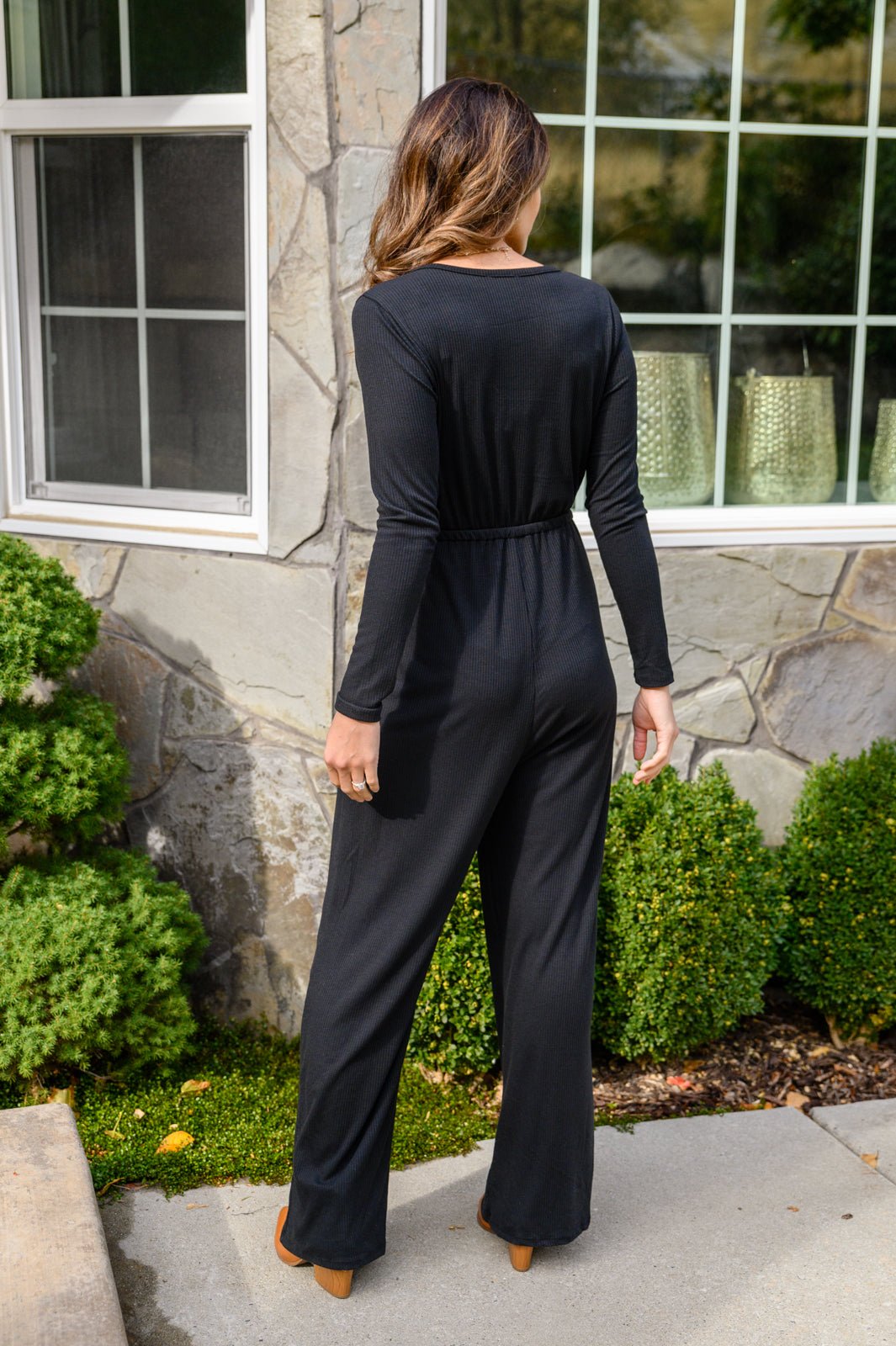 Onward & Upward Faux Wrap Jumpsuit In Black - Happily Ever Atchison Shop Co.