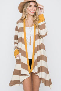 Open Front Striped Draped Cardigan - Happily Ever Atchison Shop Co.