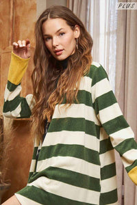 Open Front Striped Draped Cardigan - Happily Ever Atchison Shop Co.