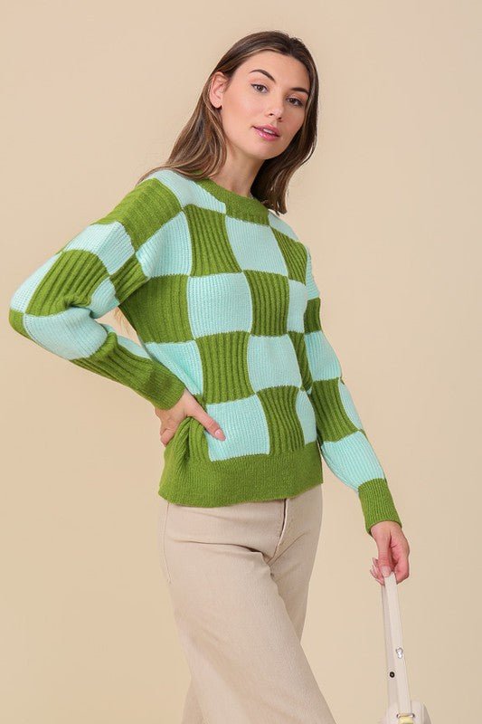 Oversized Contrast Checkboard Top - Happily Ever Atchison Shop Co.