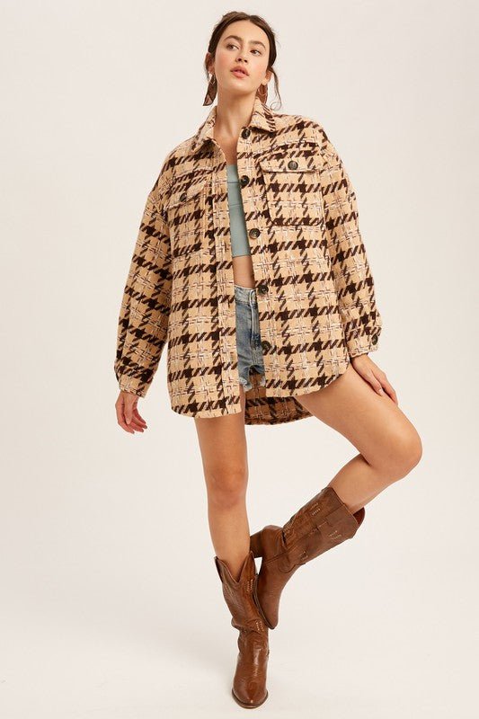 Oversized Plaid Soft Sherling Shacket - Happily Ever Atchison Shop Co.