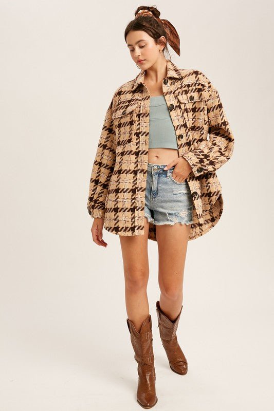 Oversized Plaid Soft Sherling Shacket - Happily Ever Atchison Shop Co.