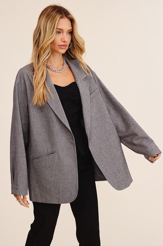 Oversized Solid Blazer - Happily Ever Atchison Shop Co.