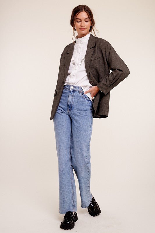 Oversized Solid Blazer - Happily Ever Atchison Shop Co.