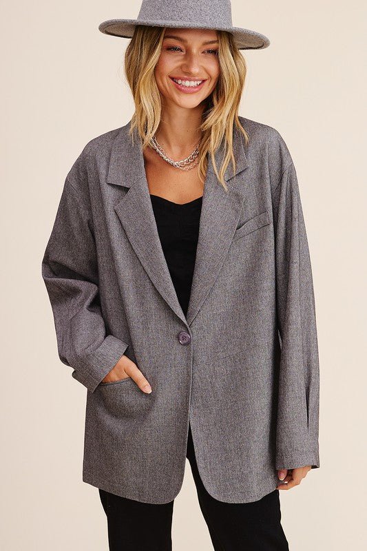 Oversized Solid Blazer - Happily Ever Atchison Shop Co.