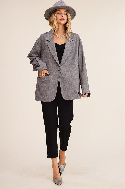 Oversized Solid Blazer - Happily Ever Atchison Shop Co.