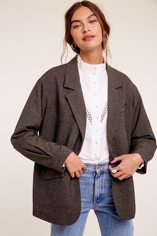 Oversized Solid Blazer - Happily Ever Atchison Shop Co.