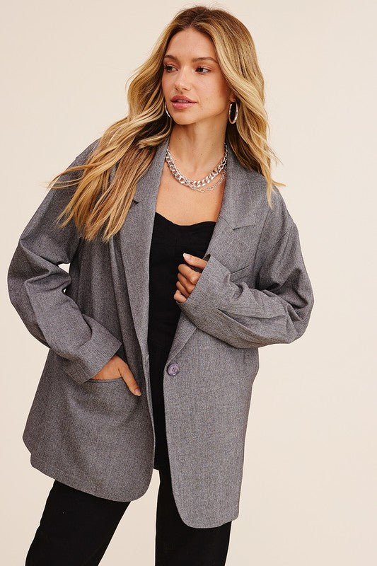 Oversized Solid Blazer - Happily Ever Atchison Shop Co.