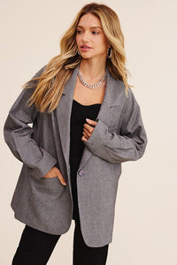 Oversized Solid Blazer - Happily Ever Atchison Shop Co.