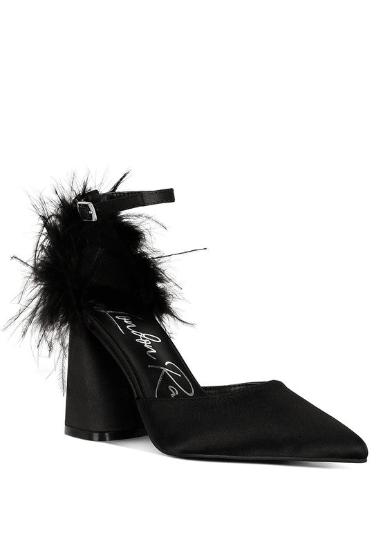 Palmetta Fur Detail Block Heel Sandals - Happily Ever Atchison Shop Co.