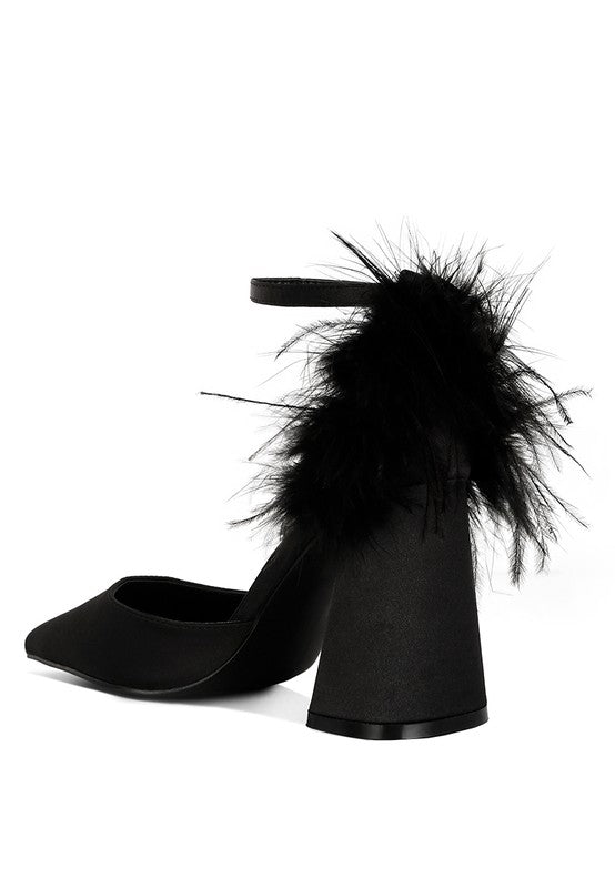 Palmetta Fur Detail Block Heel Sandals - Happily Ever Atchison Shop Co.