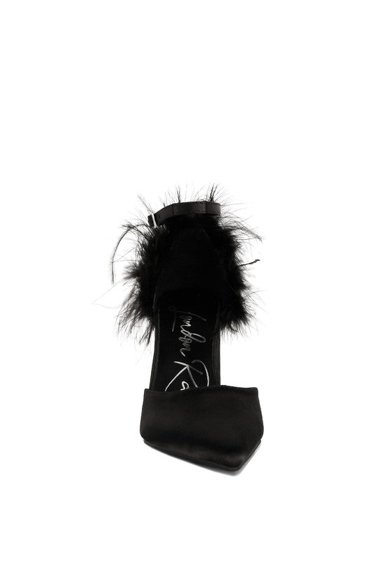 Palmetta Fur Detail Block Heel Sandals - Happily Ever Atchison Shop Co.