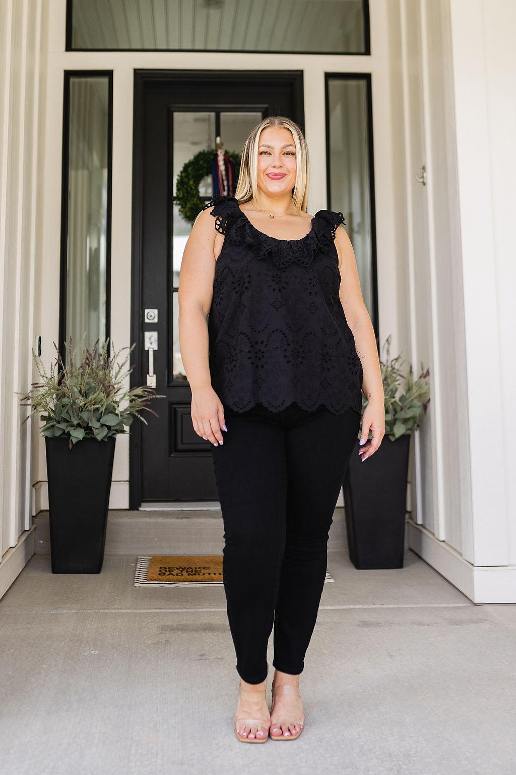 Parisian Stroll Lace Blouse in Black - Happily Ever Atchison Shop Co.