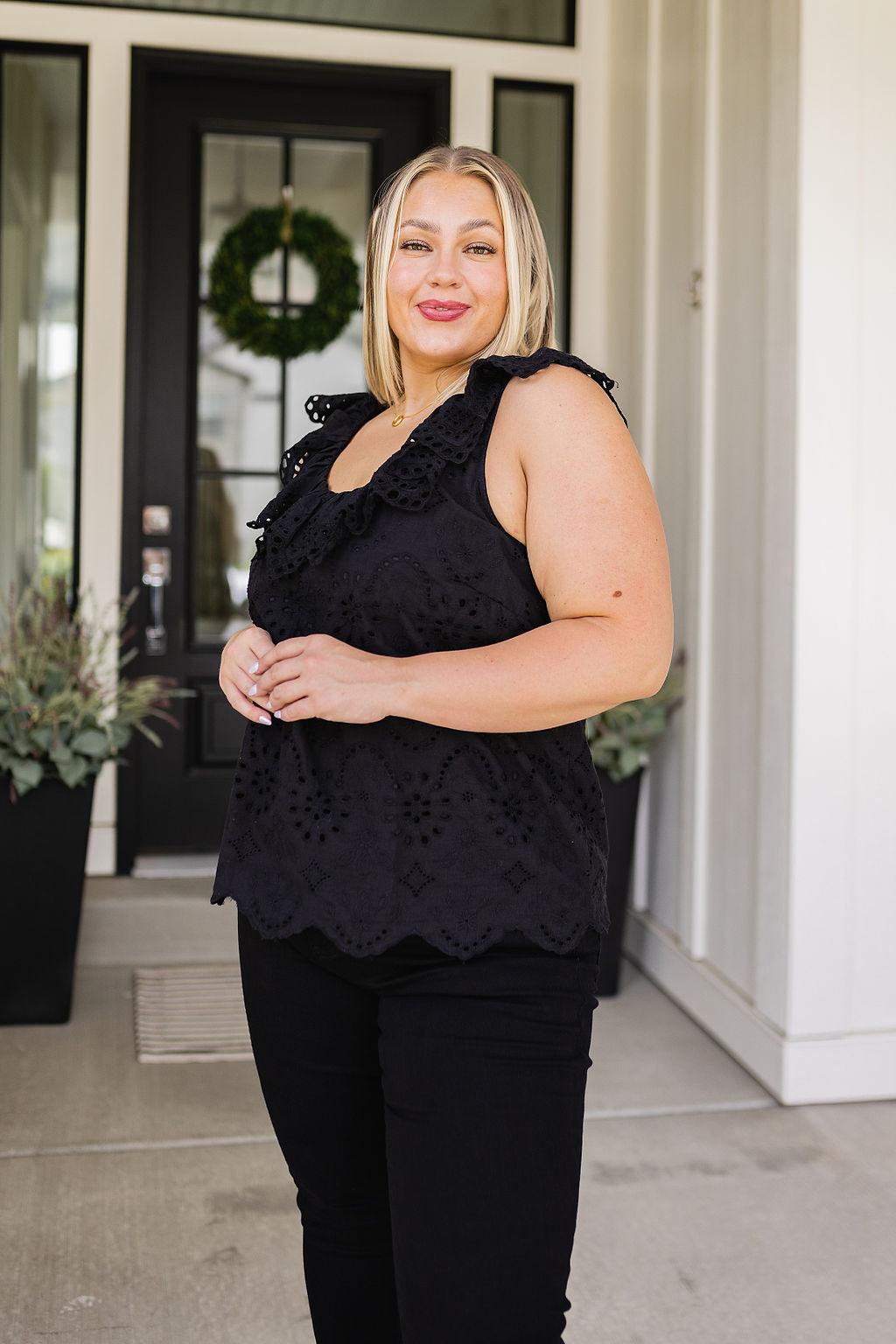 Parisian Stroll Lace Blouse in Black - Happily Ever Atchison Shop Co.