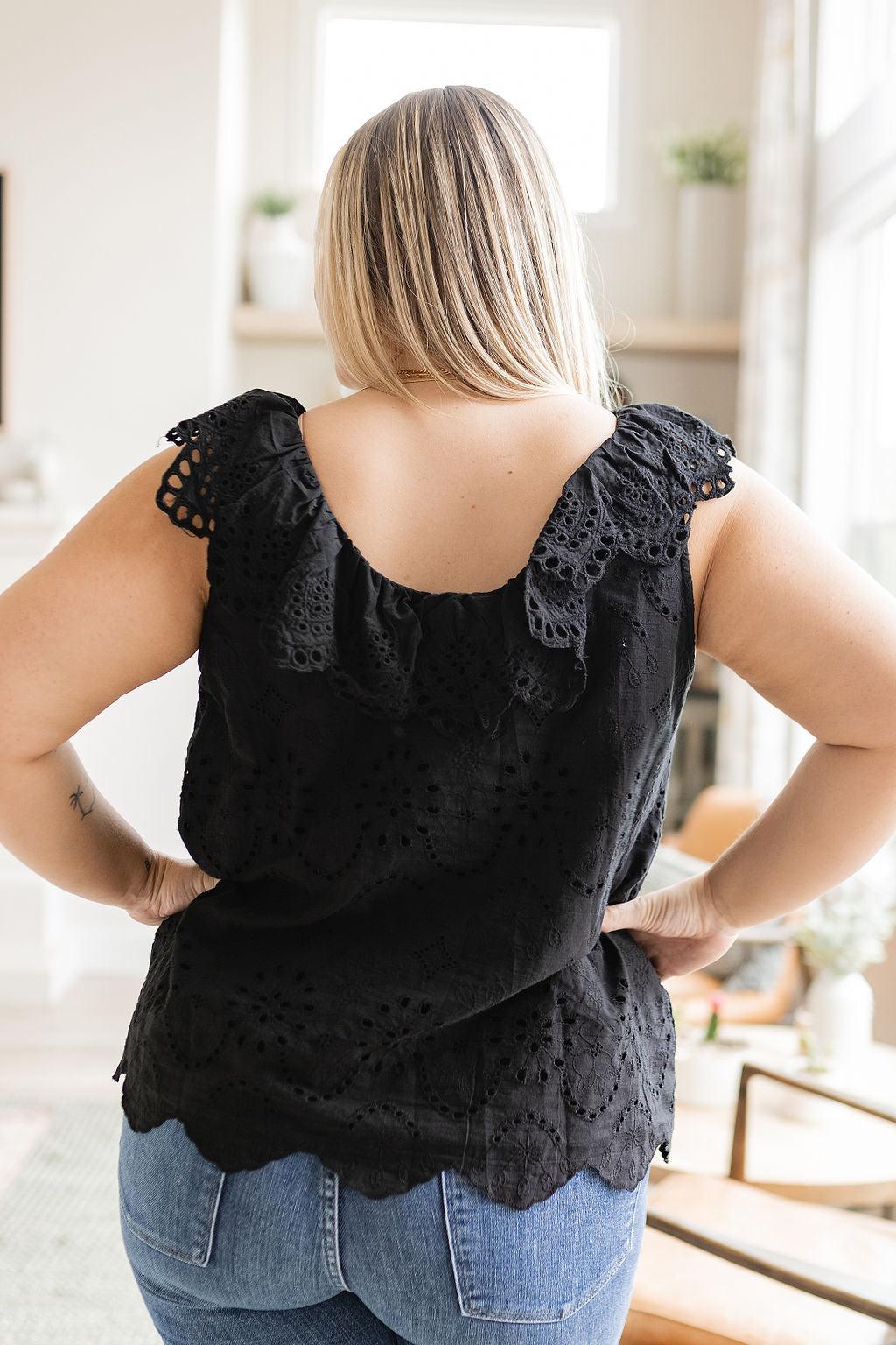 Parisian Stroll Lace Blouse in Black - Happily Ever Atchison Shop Co.