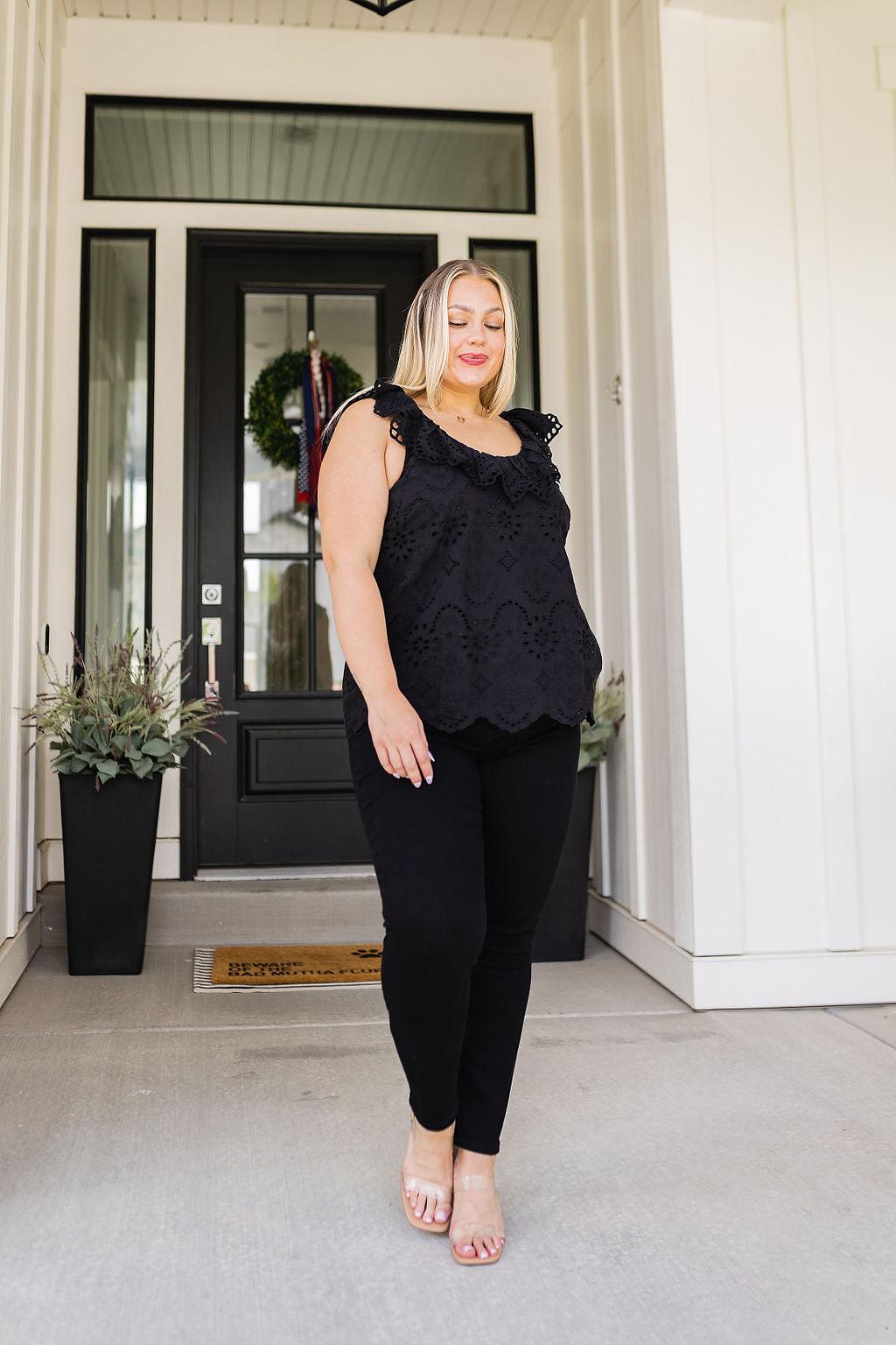 Parisian Stroll Lace Blouse in Black - Happily Ever Atchison Shop Co.