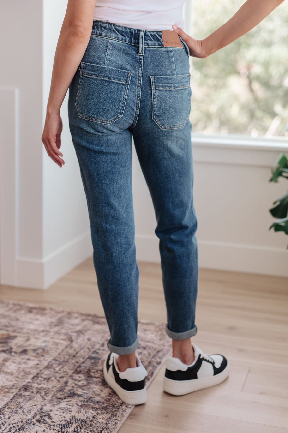 Payton Pull On Denim Joggers in Medium Wash - Happily Ever Atchison Shop Co.