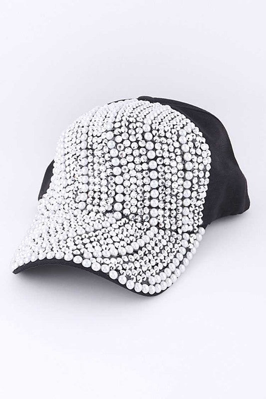 Pearl Crystal Embellished Fashion Cap - Happily Ever Atchison Shop Co.