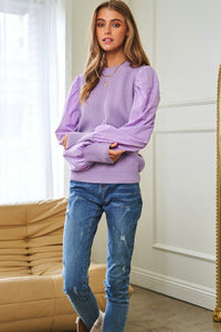 Pearl Embellishments Contrast Sleeves Sweater - Happily Ever Atchison Shop Co.