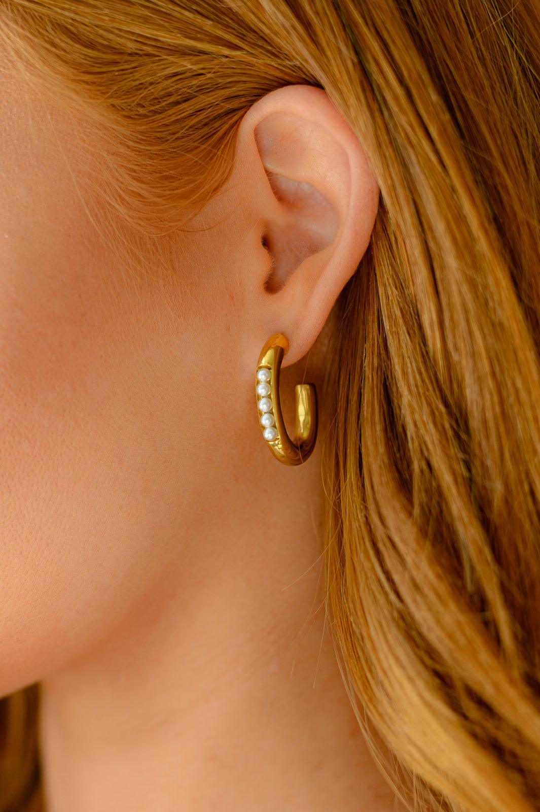 Pearls In Line Earrings - Happily Ever Atchison Shop Co.