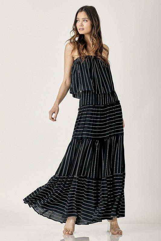 Pin Stripe Print Tube Maxi Dress - Happily Ever Atchison Shop Co.