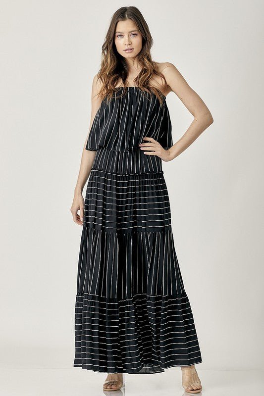 Pin Stripe Print Tube Maxi Dress - Happily Ever Atchison Shop Co.