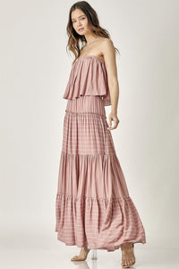 Pin Stripe Print Tube Maxi Dress - Happily Ever Atchison Shop Co.