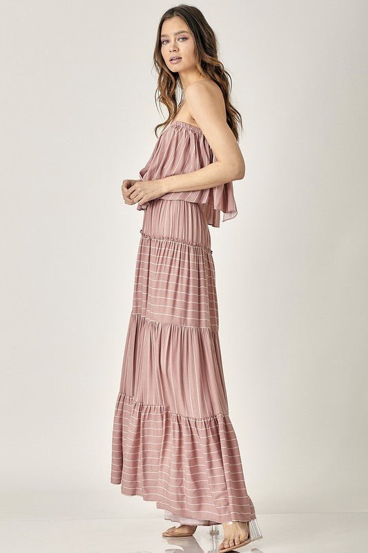 Pin Stripe Print Tube Maxi Dress - Happily Ever Atchison Shop Co.