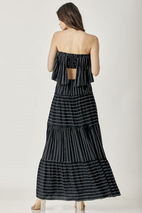 Pin Stripe Print Tube Maxi Dress - Happily Ever Atchison Shop Co.