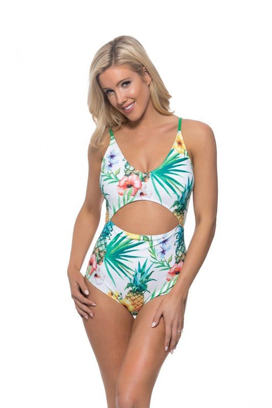 Pineapple cutout one piece swimsuit - Happily Ever Atchison Shop Co.