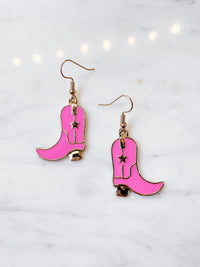Pink Cowboy Boot Earrings - Happily Ever Atchison Shop Co.