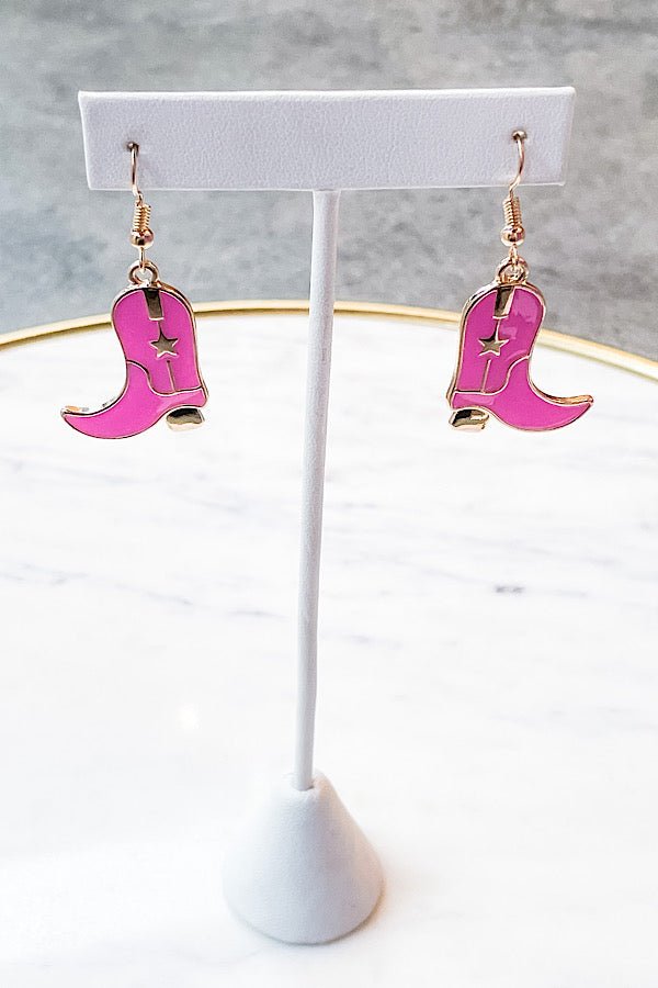 Pink Cowboy Boot Earrings - Happily Ever Atchison Shop Co.