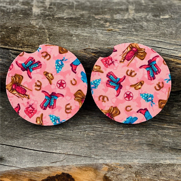 Pink Cowgirl Car Coasters - Happily Ever Atchison Shop Co.