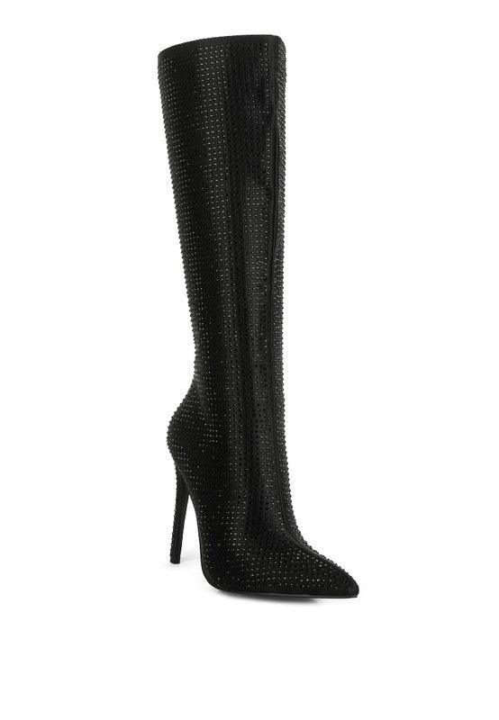 PIPETTE Diamante Set High Heeled Calf Boot - Happily Ever Atchison Shop Co.