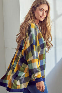 PLAID BUTTONDOWN BOXY CARDIGAN - Happily Ever Atchison Shop Co.