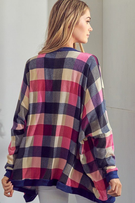 PLAID BUTTONDOWN BOXY CARDIGAN - Happily Ever Atchison Shop Co.