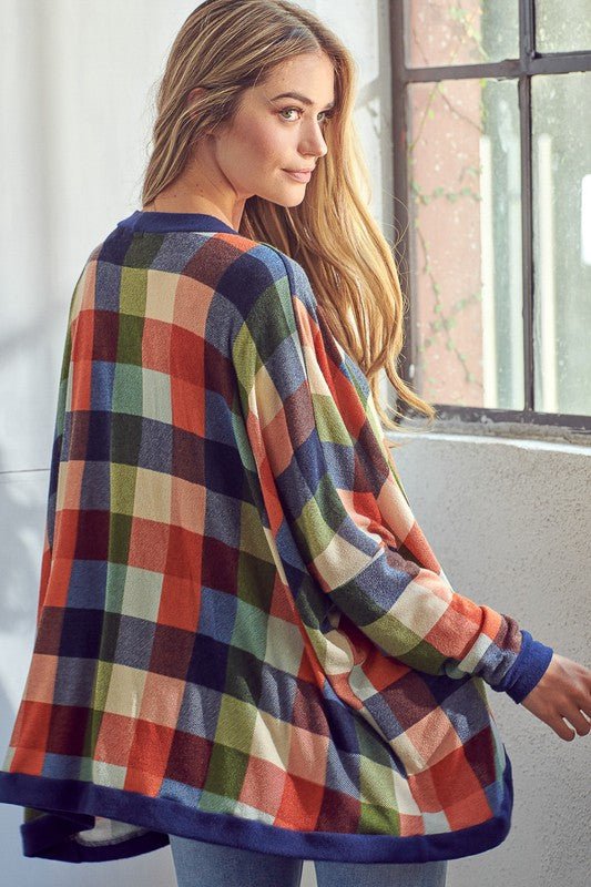 PLAID BUTTONDOWN BOXY CARDIGAN - Happily Ever Atchison Shop Co.